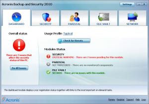 Acronis Backup and Security 2010 - náhled