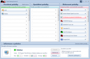 Gold! StartupControl 4.0 - náhled
