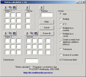 Matrix calculator - náhled