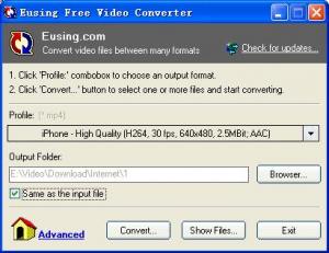 Eusing Free Video Converter 2.0 - náhled