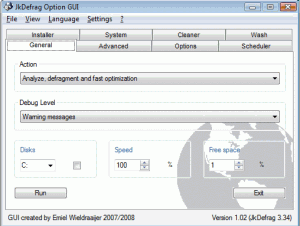 JkDefrag Option GUI 1.16 - náhled