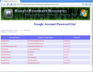 GooglePasswordDecryptor 1.5 - náhled