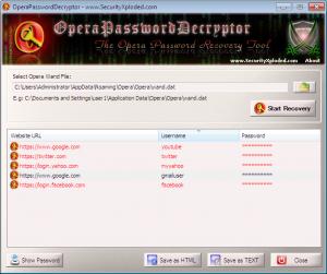 OperaPasswordDecryptor 1.0 - náhled
