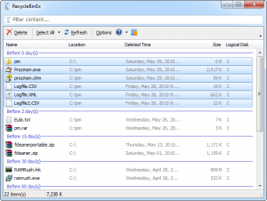 RecycleBinEx 1.0.5.530 - náhled