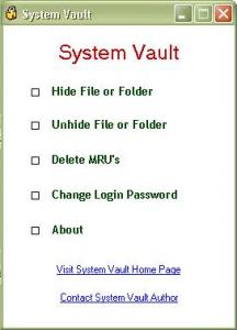 System Vault 1.16R - náhled