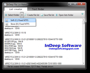 InDeep File List Maker 1.2.5 - náhled