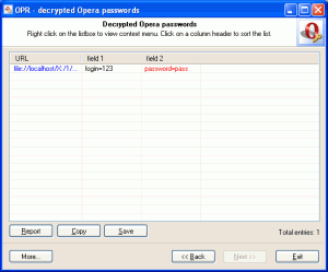 Opera Password Recovery 5.x - náhled