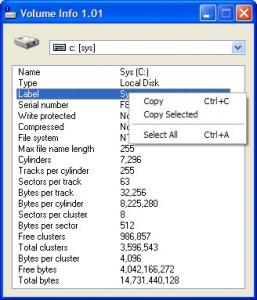 Volume Info 1.01 - náhled