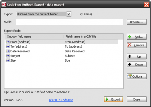 CodeTwo Outlook Export 1.2.8 - náhled