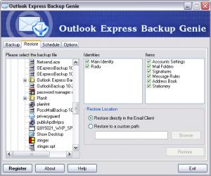 Outlook Express Backup Genie 2.0 - náhled