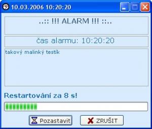 Alarm - odpočítávací dialog - náhled
