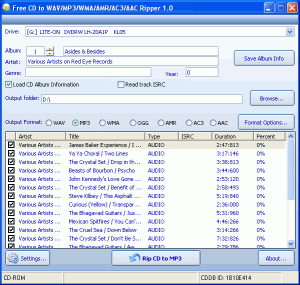 Free CD to WAV MP3 WMA AMR AC3 AAC Ripper 2.0 - náhled