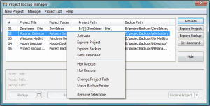 Project Backup Manager 3.01 - náhled