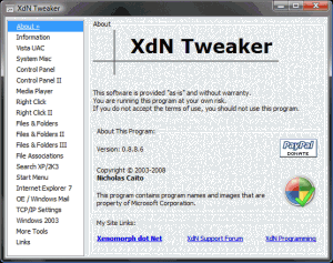 XdN Tweaker 0.9.3.0 - náhled