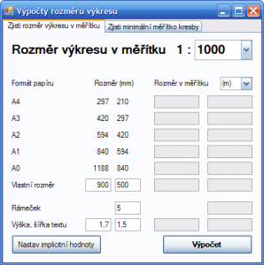 Výpočty rozměru výkresu 1.0 - náhled