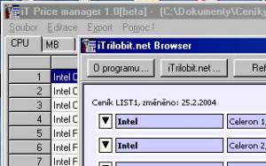 Generátor webových seznmů (ceníků). - náhled