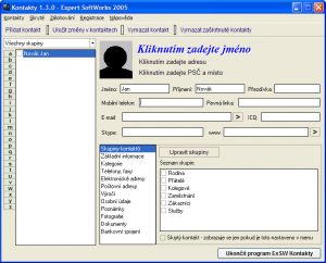 ExSW Kontakty 1.3.0 - náhled