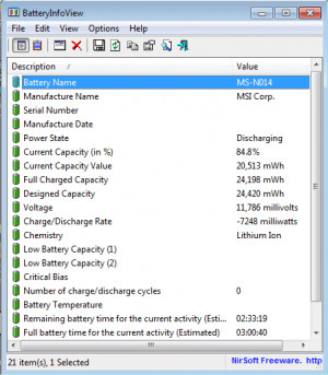 BatteryInfoView - náhled