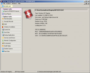 MiTeC Windows Registry Recovery - náhled