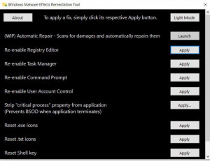 Malware Effects Remediation Tool - náhled