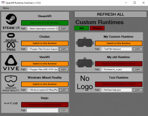 OpenXR Runtime-Switcher - náhled