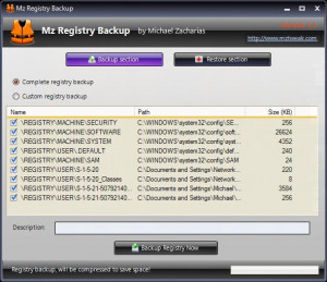 Mz Registry Backup - náhled