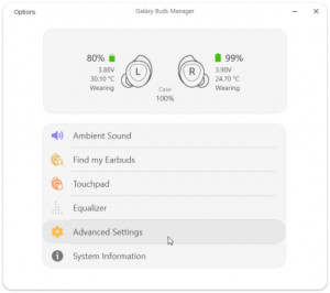 Galaxy Buds Client - náhled