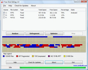 Free disk defrag - náhled