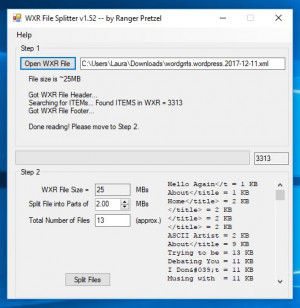 WXR File Splitter - náhled