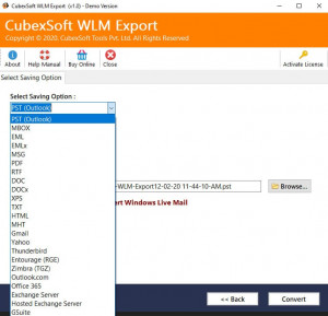 CubexSoft WLM Export - náhled