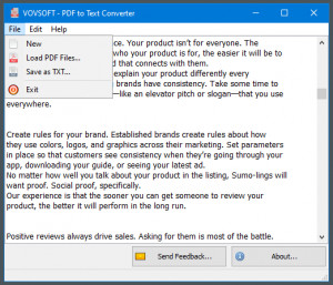 Vovsoft PDF to Text Converter - náhled
