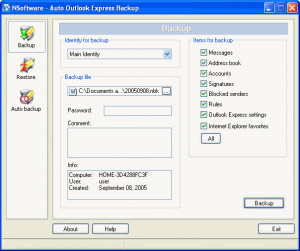 Auto Outlook Express Backu - náhled