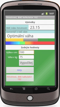 Kalkulačka tělesné hmotnosti - náhled