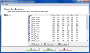 RAR Restore Toolbox - náhled