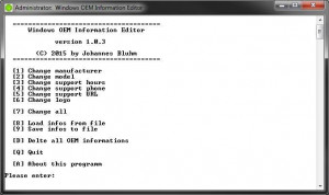 Windows OEM Information Editor - náhled