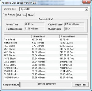 Roadkil's Disk Speed - náhled