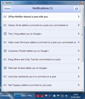 G+ Notifier - náhled