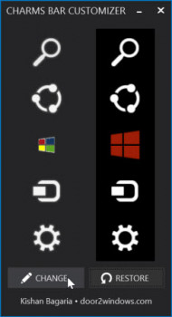 Windows 8.1 Charms Bar Customizer - náhled