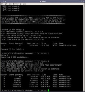 GPT fdisk - náhled