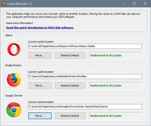 SoftPerfect Cache Relocator - náhled