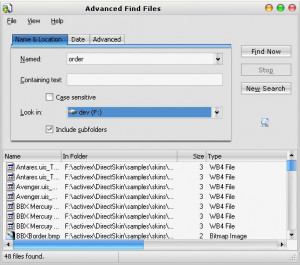 Advanced Find Files - náhled