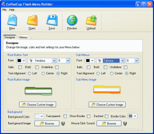 CoffeeCup Flash Menu Builder - náhled