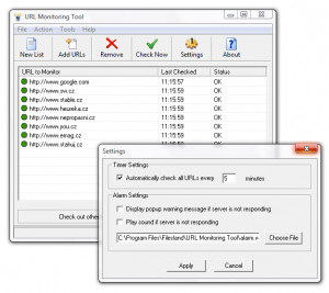 URL Monitoring Tool - náhled