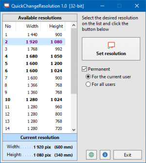 QuickChangeResolution - náhled