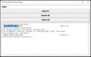 Microsoft Error Lookup Wrapper - náhled