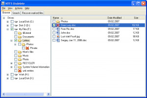NTFS Undelete - náhled