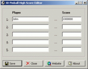 3D Pinball High Score Editor - náhled