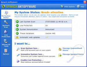 Spinach AntiSpyware - náhled