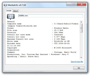 MediaInfo Lite - náhled