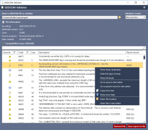 GEDCOM Validator - náhled